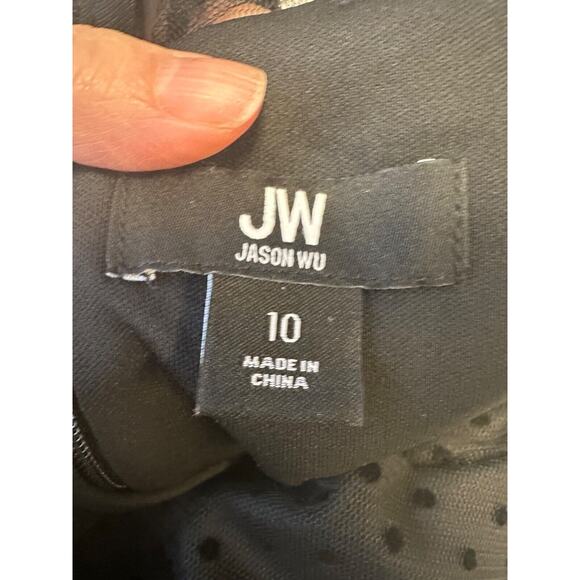 Jason Wu Dress 10 Illusion Mesh Midi Black Polka Dot Classic Party Holiday A1 - Picture 9 of 9